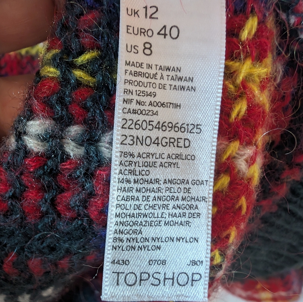 TopShop Plaid Oversized Sweater - Size 6 - Picture 3 of 7